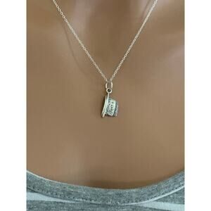 Sterling Silver Happy Birthday Cake Necklace,Silver Happy Birthday Cake Necklace